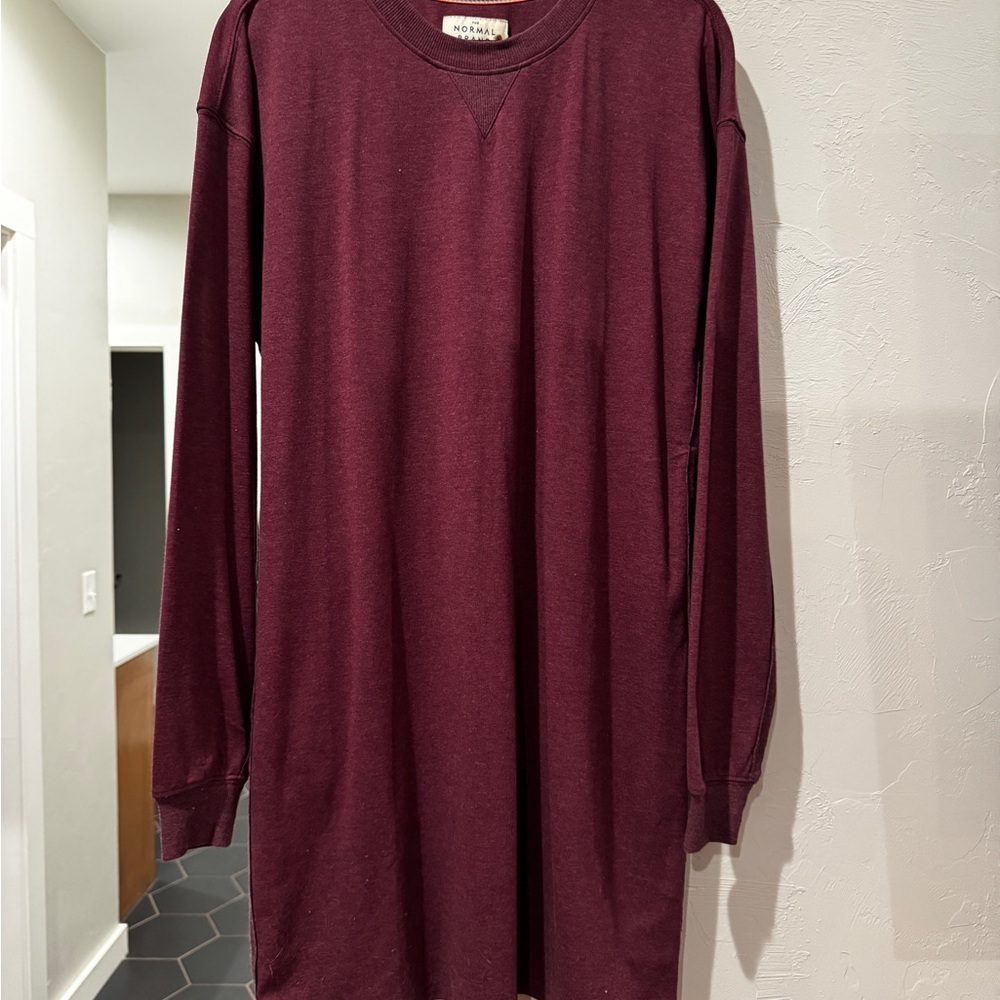 The Normal Brand Maroon Long Sleeve Weekender Dress